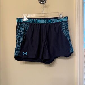 Under Armour Women's Black Shorts with Blue Trim